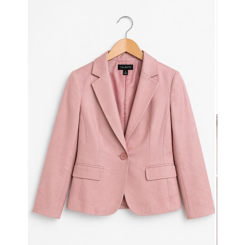 Talbots Pink Blazer Size 4 Tailored One Button Career Jacket Classic Workwear
